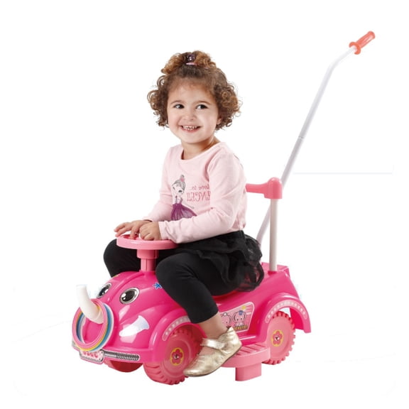 Carrito Juguete montable MyToy Elefante Rosa Con Bastón