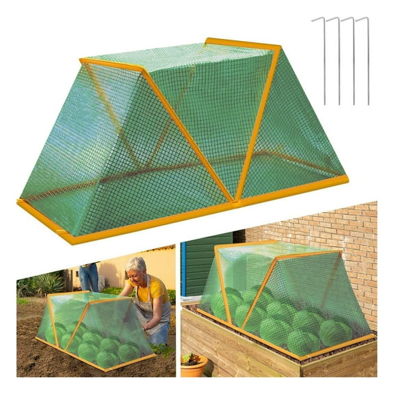 Opvise Heavy-Duty Foldable PVC Plant Tent Protector with Ground Stakes, Weatherproof Reusable Cover for Gardens, Vegetables, Raised Beds, 2 Sizes