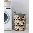 thumbnail image 3 of Ethnic Laundry Bag, Japanese Kokeshi Dolls with Sakura Flower Patterned Dresses Cultural Print, Basket with Handles Drawstring Closure for Laundromats, 13" x 19", Beige Black and Tan, by Ambesonne, 3 of 4