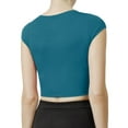 thumbnail image 3 of J. METHOD Women's Short Sleeve Scoop Neck Crop Top Solid Basic Casual Cropped T Shirts NEWT18 Teal S, 3 of 6