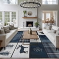 thumbnail image 3 of 5'x7' Area Rugs, Navy Blue Plaid Indoor Outdoor Area Rug for Living Room Bedroom, Farmhouse Animals Tree Rustic Washable Bathroom Rugs Kitchen Floor Carpet Mats Home Decor Aesthetic, 3 of 8