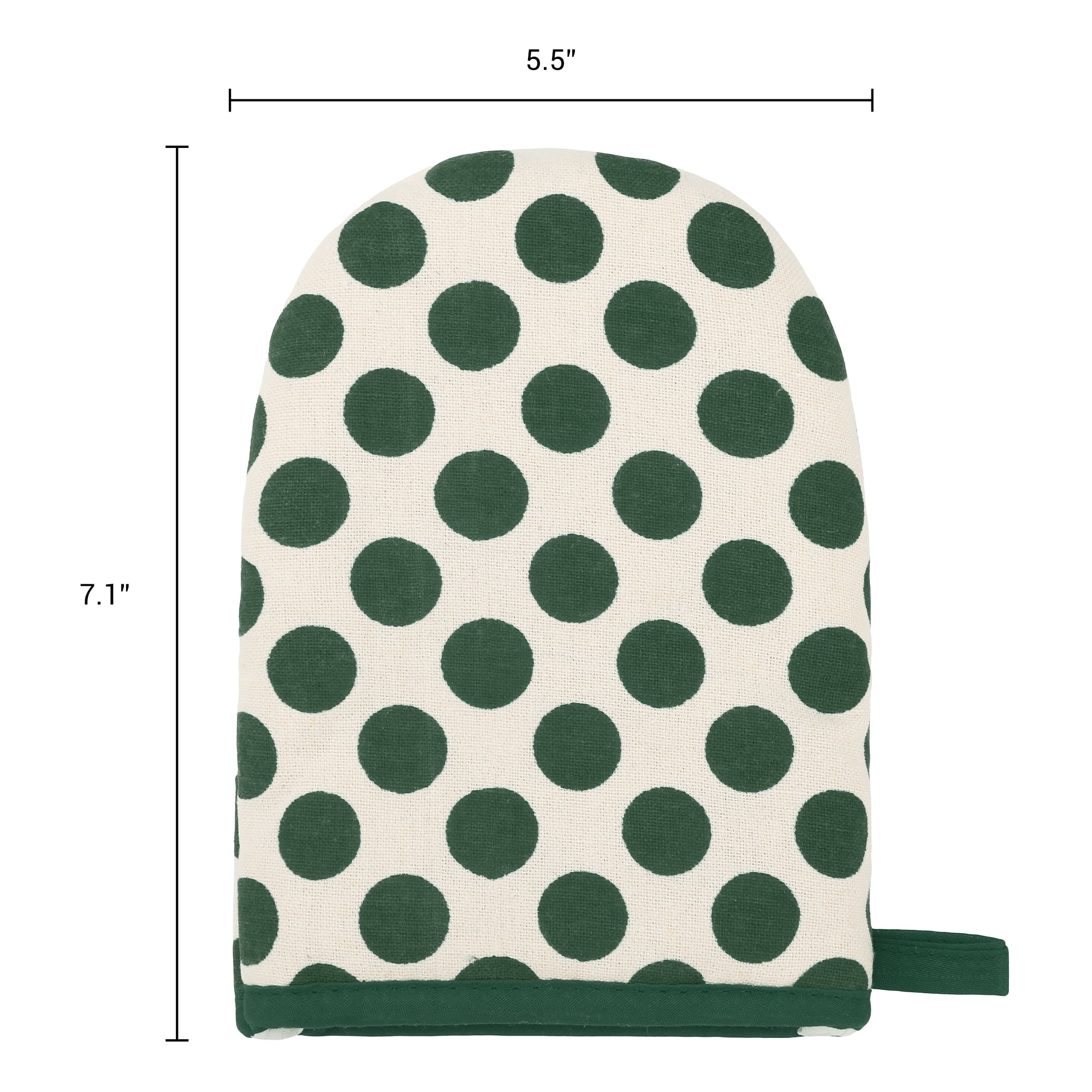 Unique Bargains Oven Mitts Heat Resistant Cooking Gloves Green Polka Dots 7.1x5.5inch