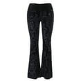 thumbnail image 5 of DuoJiaJ Summer New Dark Flared Pants Women's Temperament Suede Embossed Design Casual Trousers Women Women's Lounge Pants Black L, 5 of 5
