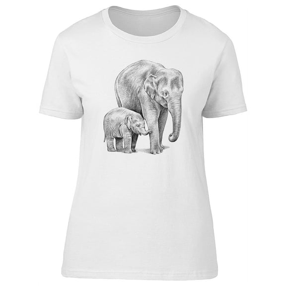 Cute Elephant Family Sketch Tee Women's -Image by Shutterstock