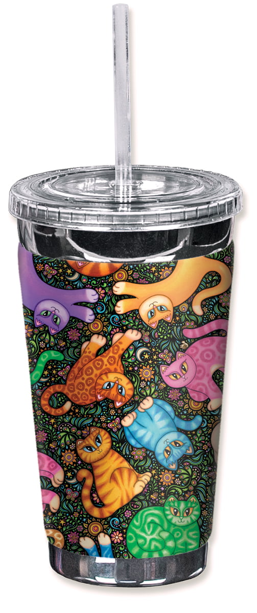 Cat Toss Mugzie brand 16-Ounce To Go Tumbler with Insulated Wetsuit Cover