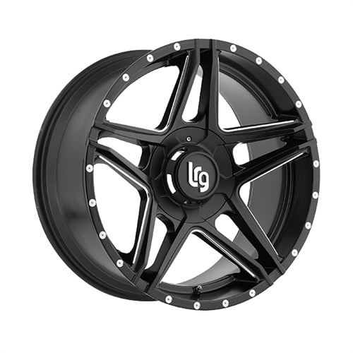 LRG Rims 22x10 5x5/5.5 4.5in BS 25mm offset Black/Milled 10922027925N