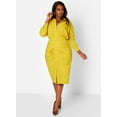 thumbnail image 2 of Rebdolls Women's Plus Button Front Tie Waist Cinched Bodycon Dress - Mustard - 3X, 2 of 5
