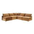 thumbnail image 2 of Modway Commix 5-Piece Down Filled Overstuffed Performance Velvet Sectional Sofa in Cognac, 2 of 5
