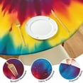thumbnail image 4 of Colorful Rainbow Tie Dye Spiral Pattern Round Fitted Tablecloth with Elastic Edge,Dining Table Cover Waterproof,Outdoor Round Tablecloth for Camping,Dining,Indoor and Outdoor, 4 of 7