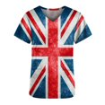 thumbnail image 4 of Fiudx Ofertas Del Día Blusa de Manga Corta con Cuello En V para Mujer, Uniforme, Día de La Independencia, Bolsillos Impresos, Blusa de Enfermería, 4 of 4