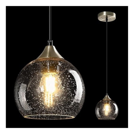 Clear Glass Pendant Lights Kitchen Island Lighting Globe Pendant Light Fixtures Modern Pendant Lighting for Kitchen Island Bedroom Living Dining Room Light Fixture(5.9in, 1-Pack)