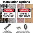thumbnail image 3 of (2 Pack) Stay Out! Stay Alive! OSHA Danger Sign 14 Inch X 10 Inch Plastic Sign, Weather Resistant, UV Protected for Workplace, Business, and Construction Site, Made in the USA, 3 of 8