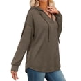 thumbnail image 4 of ZQGJB Lightweight Hoodies for Women Casual Fall Long Sleeve Drawstring V Neck Hooded Pullover Sweatshirts Trendy Solid Color Athletic Tunic T-Shirts Tops Brown S, 4 of 6