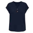 thumbnail image 6 of Hurxie Womens Tops Trendy V Neck Button Down Short Sleeve Tshirts Business Casual Basic Tee Loose Fit Navy,M, 6 of 6