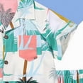 thumbnail image 6 of CAICJ98 Boys Hawaiian Outfit Shorts Sets Printed Button Down Shirt and Shorts 2Pcs Summer Beach Clothes for Toddler Kids (Mint Green,7-9 Years), 6 of 7