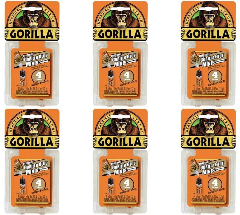 Gorilla Original Gorilla Glue Minis, Waterproof Polyurethane Glue, Four