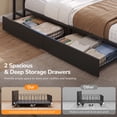 thumbnail image 6 of Queen Corner Bed Frame with Bookcase Storage & Led Lights,Queen Daybed Frame with Charging Station,Metal Platform Bed Frame with Storage Drawers Underneath for Living Room,Bedroom & Guest Room,Black, 6 of 9