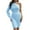 Light Blue, variant on Herrnalise Women's knitted sweater dress with slanted shoulders Fashion Printed Long Sleeve V-neck Pullover Dress S-L