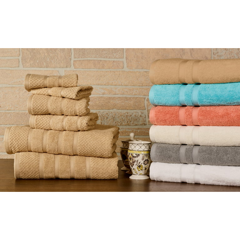 Bibb Home 6 Piece Egyptian Cotton Towel Set - 12 Colors - Solid