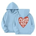 thumbnail image 5 of XADYUY Boys Hoodies Size 10-12 Jesus Loves You Letter Print Christian Long Sleeve Sweatshirt Boys Girls Oversized Pullover Casual Cute Preppy Clothing with Pockets,Light Blue, 5 of 5