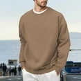 thumbnail image 2 of LIUJUNSHOP Men's French Terry Crewneck Sweatshirt Men's Lined Suede Crewneck Pullover Winter Warm Casual Oversized Loose Fit, 2 of 5