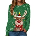 thumbnail image 4 of TTUHYWXI 2025 Womens Ugly Christmas Sweatshirt Funny Cute Xmas Tree Reindeer Snowman Tops Long Sleeve Crewneck Sweater (Green, XXL), 4 of 5