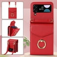 thumbnail image 3 of Allytech Galaxy Z Flip 3 Wallet Case With 1 Pcs Camera Screen Protector - Multiple Cards Slots Shoulder Strap Ring Holder Stand Protective Wallet Case for Samsung Galaxy Z Flip 3 - Red, 3 of 9