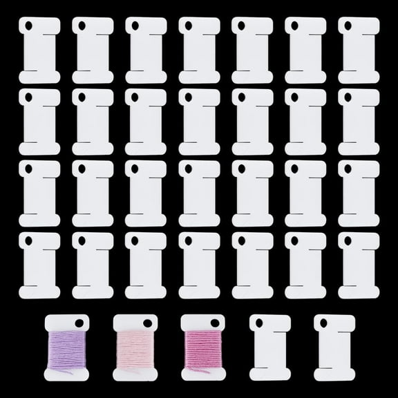 30pcs Floss Bobbins Embroidery Thread Organizers White Acrylic Thread Holder Floss Organizer Thread Winding Boards for Cross Stitch Sewing Embroidery Floss Storage 1×1.46 inch