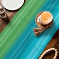 thumbnail image 3 of Blue Green Vertical Stripes Table Runner 70 Inches, Modern Art Color Ombre Bed Runner Dresser Scarves Tabletop for Indoor Outdoor Parties/Ceremony/Banquet, 13" x 70", 3 of 9