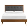 thumbnail image 4 of Willow Tufted Wood Queen Platform Bed - Mid-Century Design, Upholstered Headboard, Sturdy Construction, Wood Slat Support System - Walnut Charcoal, 4 of 5