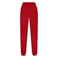 thumbnail image 6 of Hogleaql Women's Plus Size Fleece Jogger Sweatpants Cozy Gym Elastic Waist Sweatpants with Pockets Athletic with Cinched Cuffs Drawstring Loose Pants Red 2XL, 6 of 7