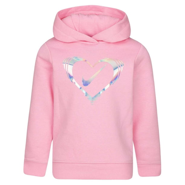 Nike Nike Toddler & Little Girls Light Pink & Silver Heart Hoodie