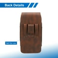 thumbnail image 4 of Phone Belt Holder Case for 6.3-6.5" Cell Phones, Extra Large Vertical Grain Leather Phone Belt Pouch, Dark Brown, 4 of 6