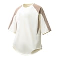thumbnail image 3 of TKKCS Mens Raglan Half Sleeve T Shirt- Stretch Color Block Loose Fit Crew Neck Summer Casual Tees Beige Size 3XL, 3 of 8