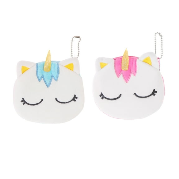 AURARMLET 2PCS Kids Cute Small Purse Holder Unicorn Plush Change Wallet Storage For