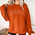 thumbnail image 6 of VBTAPA Mama Sweatshirt for Women Mom Life Mama Mommy Mom Letter Print Long Sleeve Crewneck Pullover Tops Loose Casual Sweatshirts Orange XS, 6 of 7