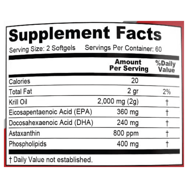 NusaPure Antarctic Krill Oil 2000 mg 120 Softgels | Omega-3 EPA 360mg, DHA 240mg, with Astaxanthin Supplement Sourced from Krill 800ppm | Maximum Strength