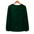 thumbnail image 3 of Breezora Ladies Gold Deep V Neck Long Sleeve T-Shirt Top Casual Fall Winter Soft Stretch Daily Wear Blouse XXL Size Green, 3 of 5