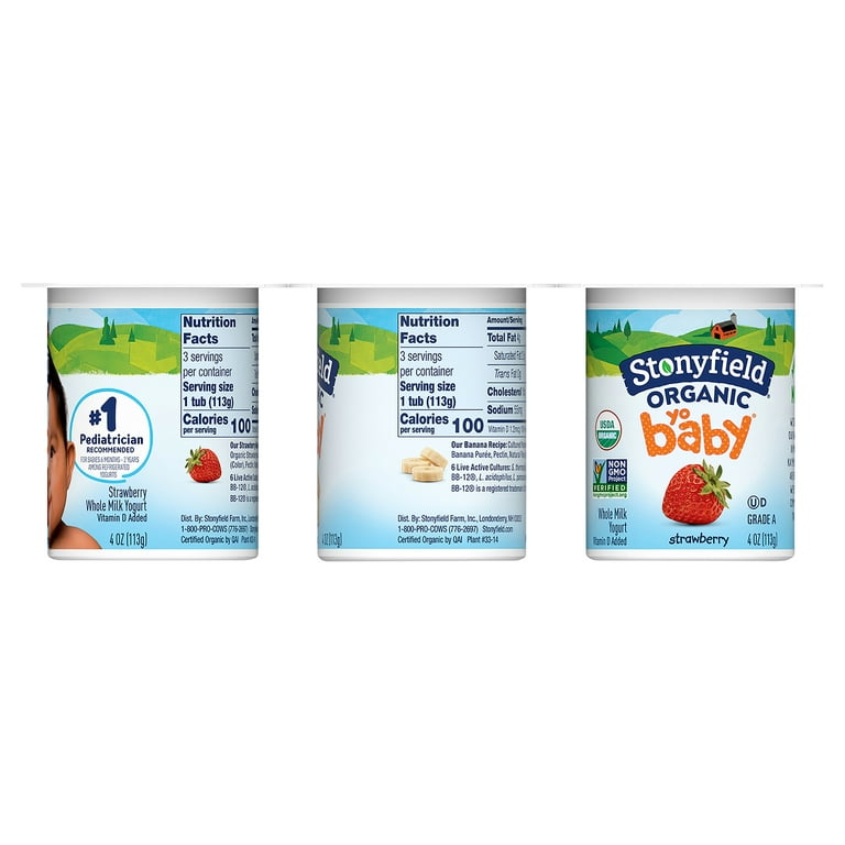 Stonyfield Organic YoBaby Whole Milk Baby Yogurt Cups Banana