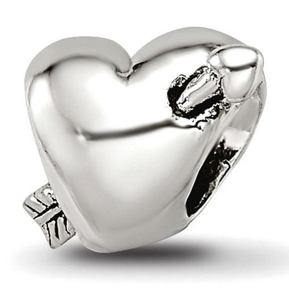 925 Sterling Silver Polished Oxidized Reflections Love Heart Arrow Bead Charm 6.36x6.36mm Wide Pendant Necklace for Wome