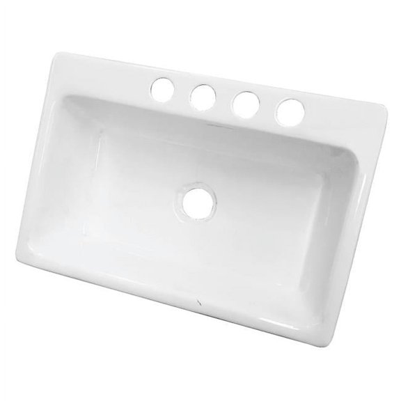33 x 22 Single Bowl Top Mount Drop-In Kitchen Sink, White