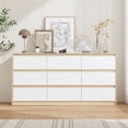thumbnail image 5 of KULAGAGA 9 Drawer Dresser Chest of Drawers, 63” Wide Dressers, Modern Wood Drawer Chest Storage Organizer, No Handle Design, for Bedroom Living Room Hallway, Oak&White, 5 of 7