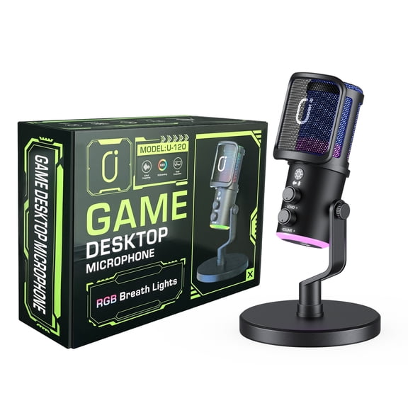 JYX Microphone, USB Dynamic Gaming Microphone for PC PS4/5, Podcast, Streaming, Music Recording Mic with Shock Stand, RGB, Anti Spray Net, Mute, Noise Cancellation, Reverb, 3.5mm Headphone Jack