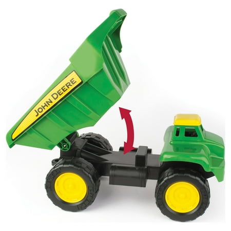 John Deere Big Scoop Dump Truck Sandbox Toy With Sifter, Tiller, and Roller, 15", Green, 4 Pieces