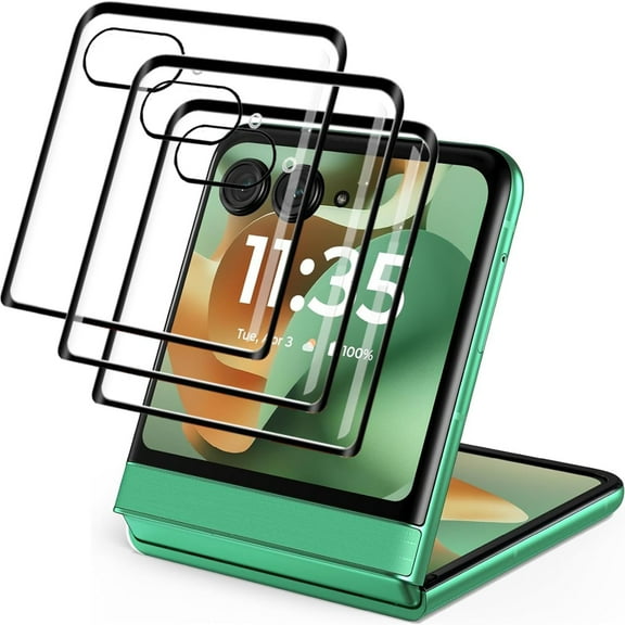 [3 Pack] Tempered Glass Screen Protector for Motorola Razr Ultra 2025, Fingerprint Unlock Support Case Friendly Anti-Scratch Bubble Free Anti-Fingerprint Easy to Install Screen Protector, Black