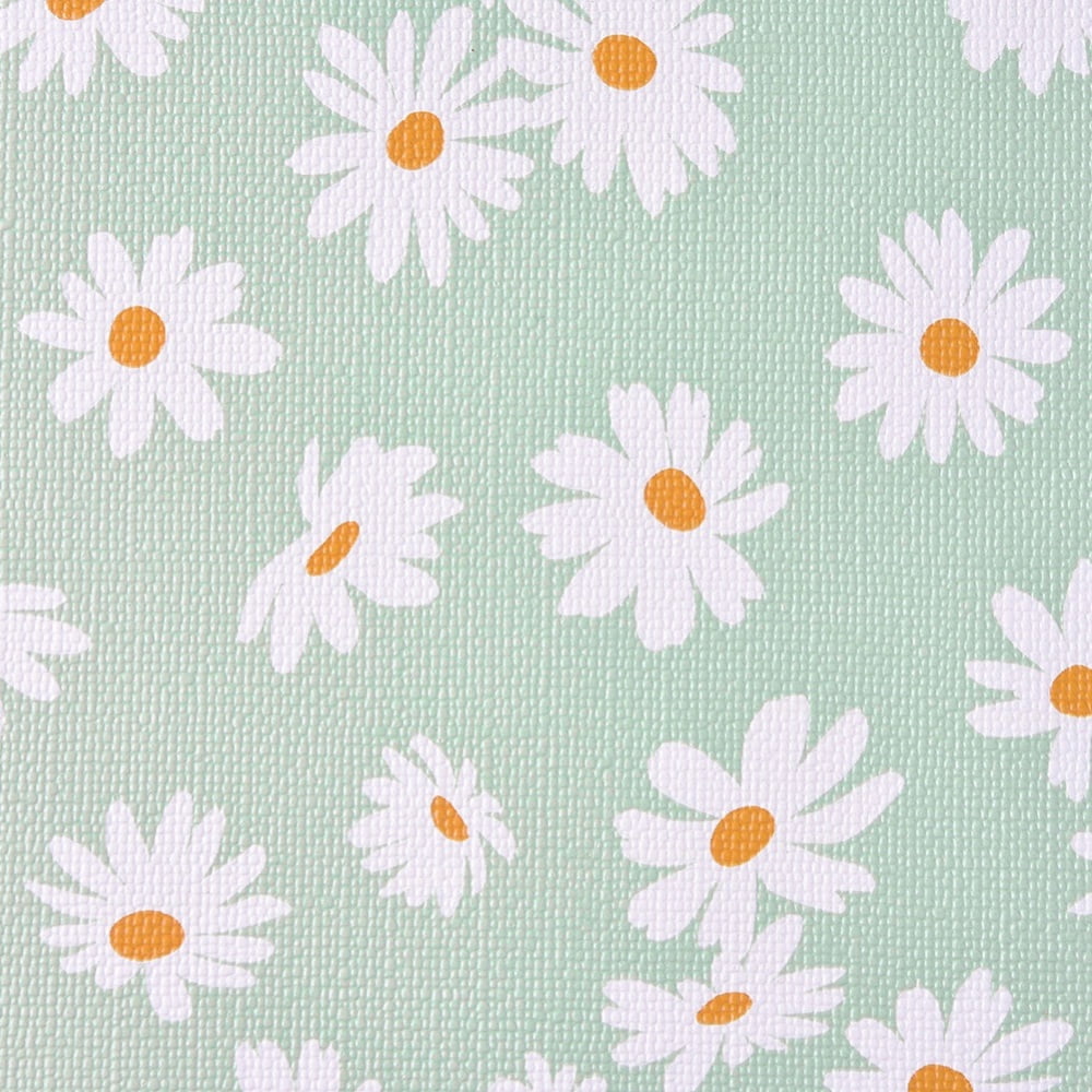 PU Leather Fabric sheet Self-adhesive Fabric Rectangle Daisy Pattern Aquamarine 30x20x0.1cm