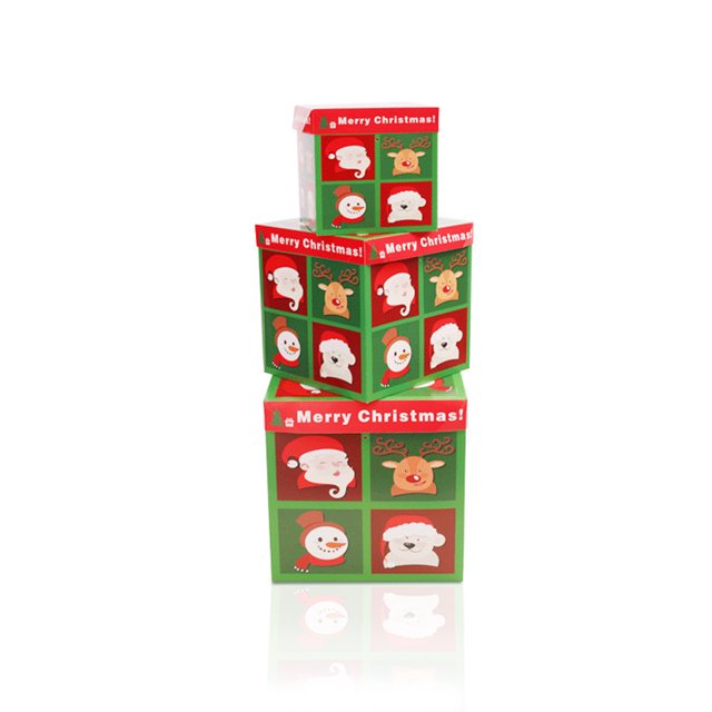 Paquete de 3 Cajas de regalo de Navidad Decoración Cajas de papel para bocadillos Organizadores de regalos de dulces Suministros de embalaje de Feliz Año Nuevo Tipo 1 Inevent HA009900-01