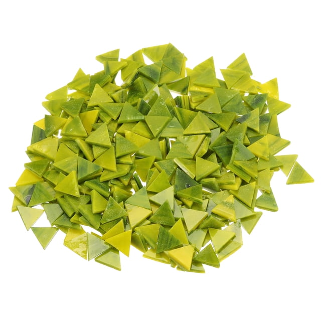 Uxcell 200g Stained Glass Mosaic Triangle 0.55'' Green Glass Mosaic Tiles Bulk for Craft Handmade Project