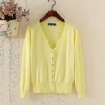 thumbnail image 1 of Cardigan Tricoté Femme Manches Longues Crochet Court Boutons, 1 of 4