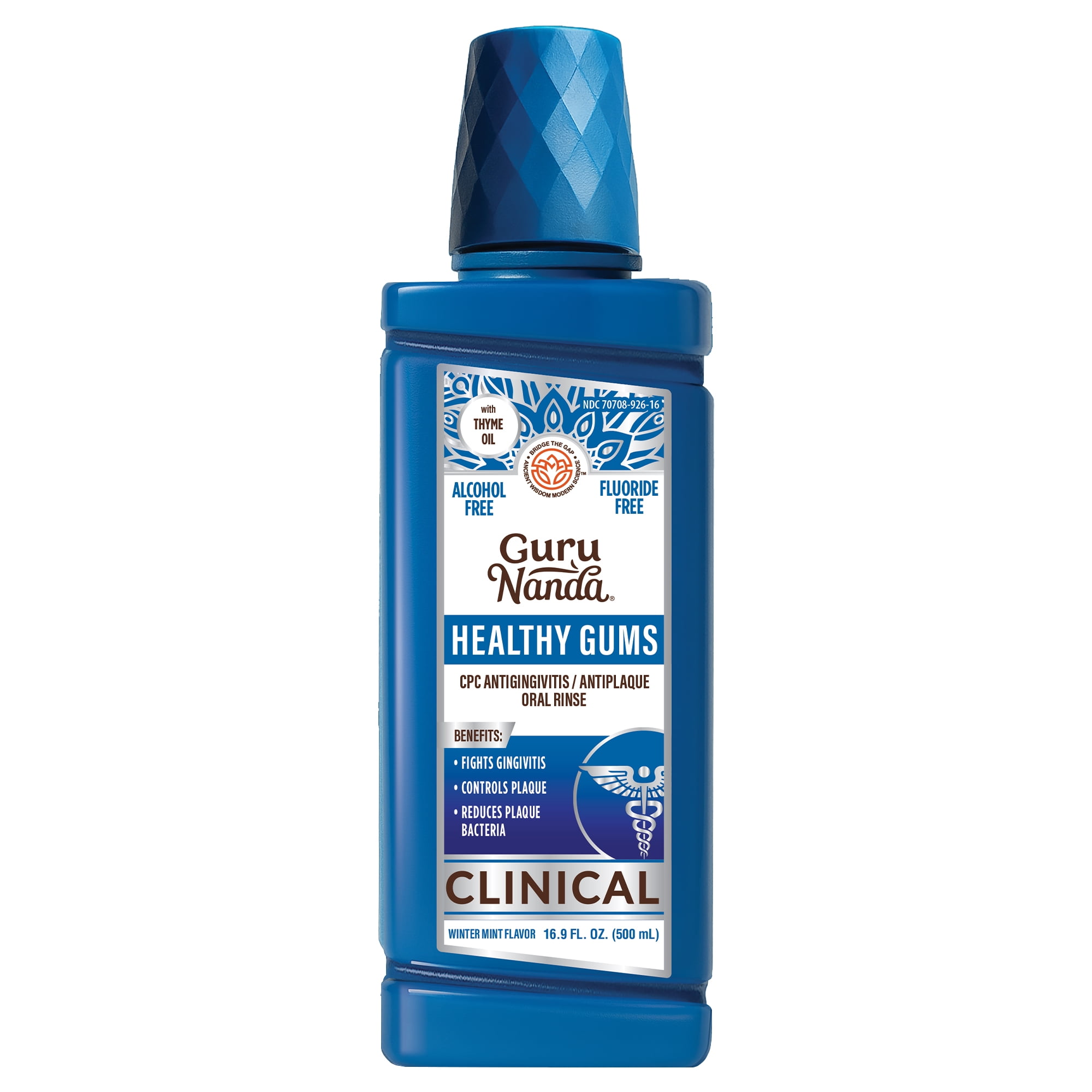 (3 pack) GuruNanda Healthy Gums Antiplaque Mouthwash, Alcohol & Fluoride-Free, 16.9 fl oz